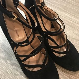 Black Strappy Chunky Heel